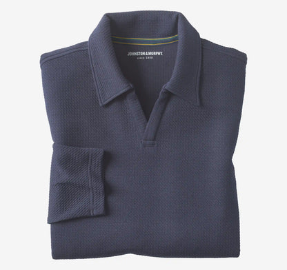 Sedona Long-Sleeve V-Neck Polo - Navy