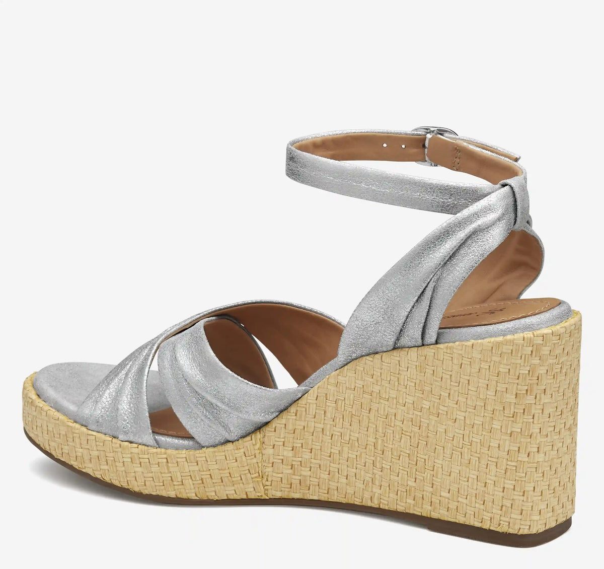 Marcia Cross-Band Sandal - Silver Metallic Kid Suede