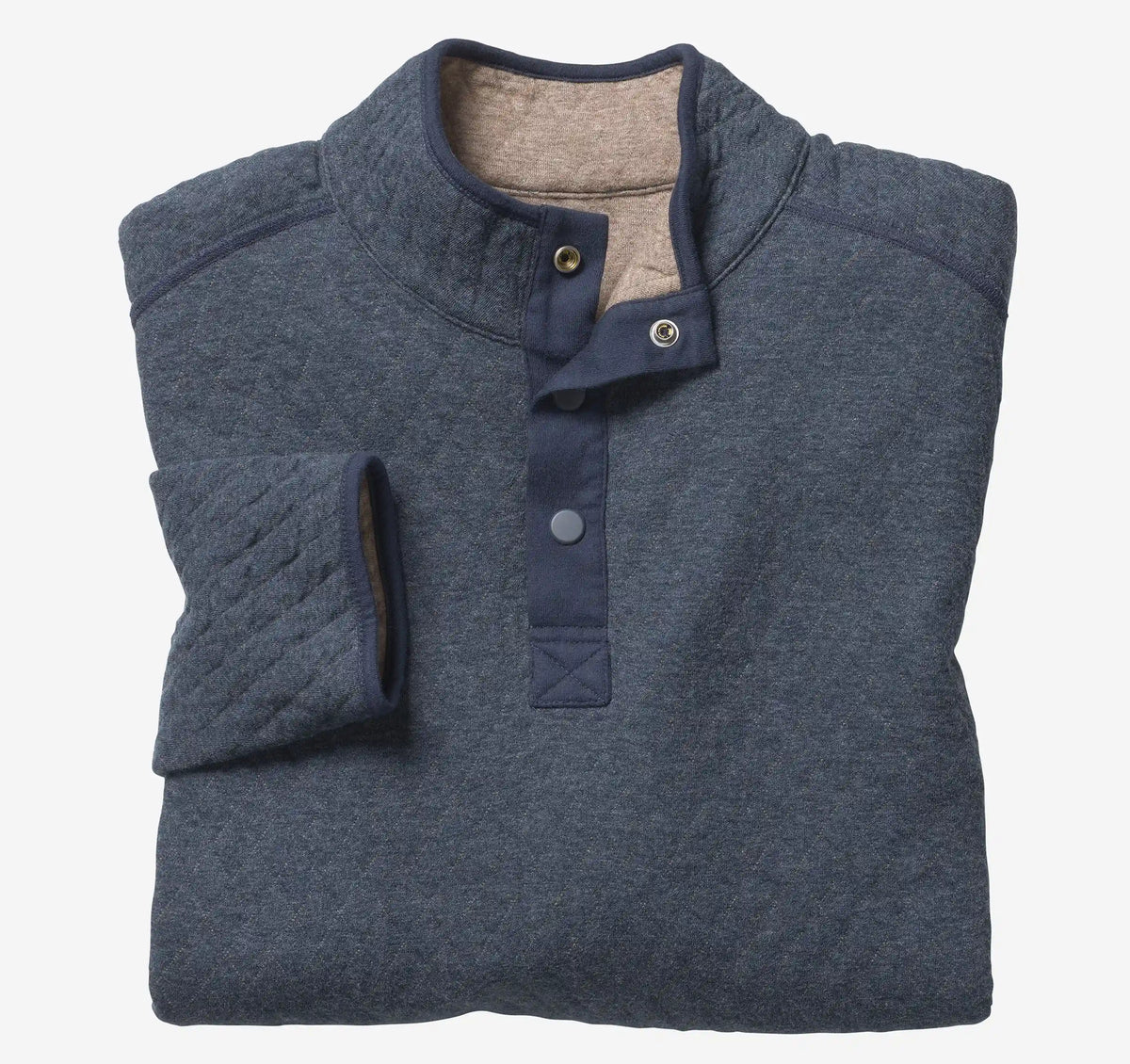 Reversible Quarter-Snap - Light Brown/Navy Heather