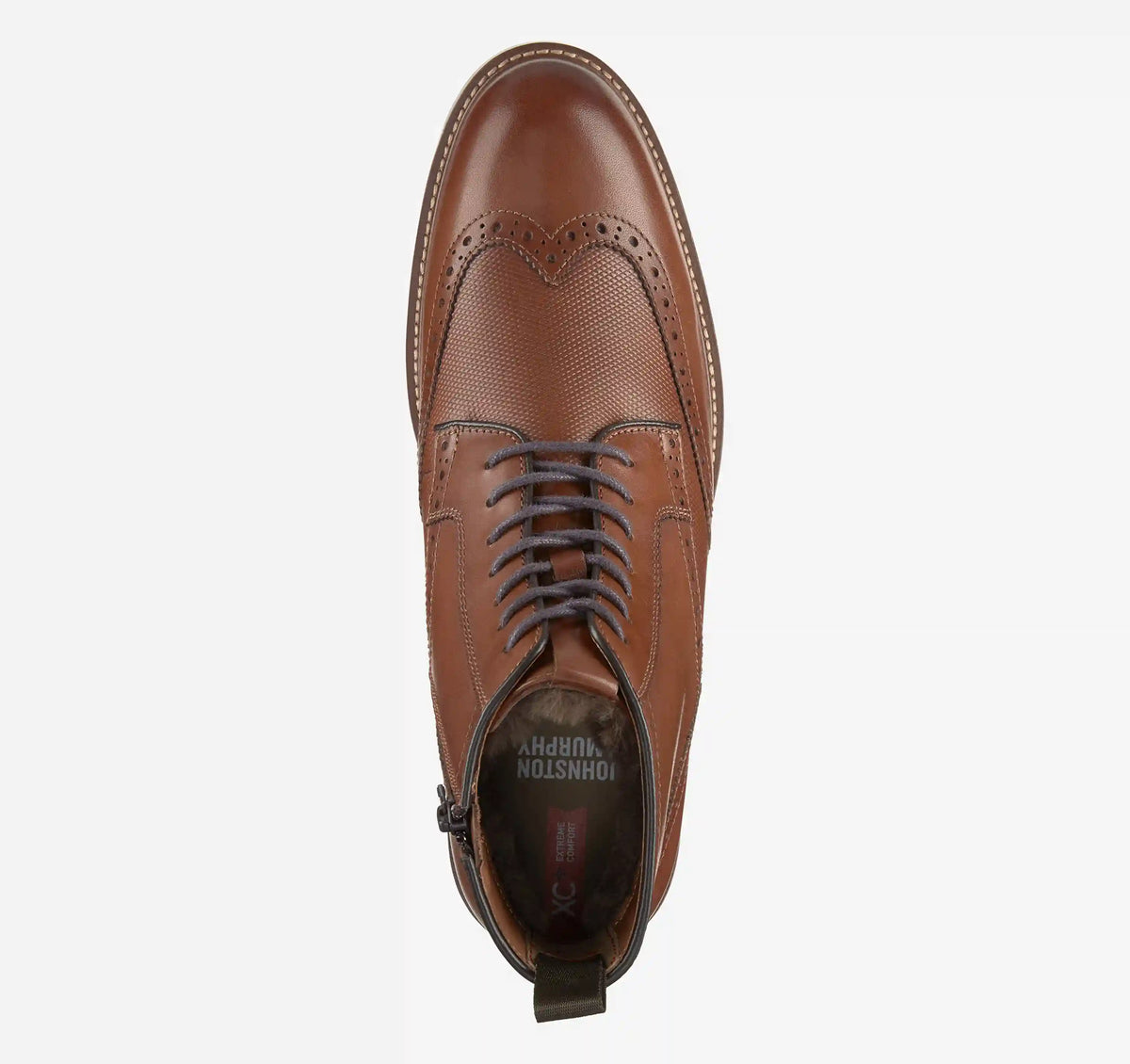 XC+™ Durham Embossed Wingtip Shearling Boot - Cognac Waterproof Full Grain Leather/Shearling
