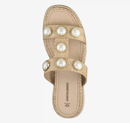 Chandler Embellished Slide - Natural Raffia
