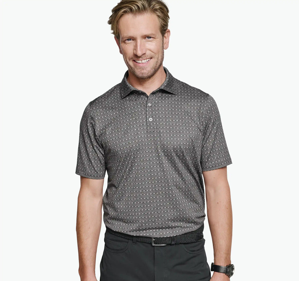 XC4® Performance Print Polos + Cool Degree® - Gray Diamonds