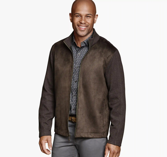 Faux-Suede Full-Zip - Brown