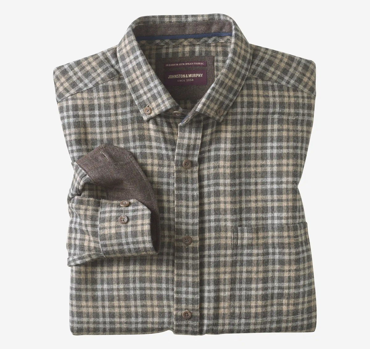 Neal Heathered Shirt - Charcoal/Tan Split Plaid