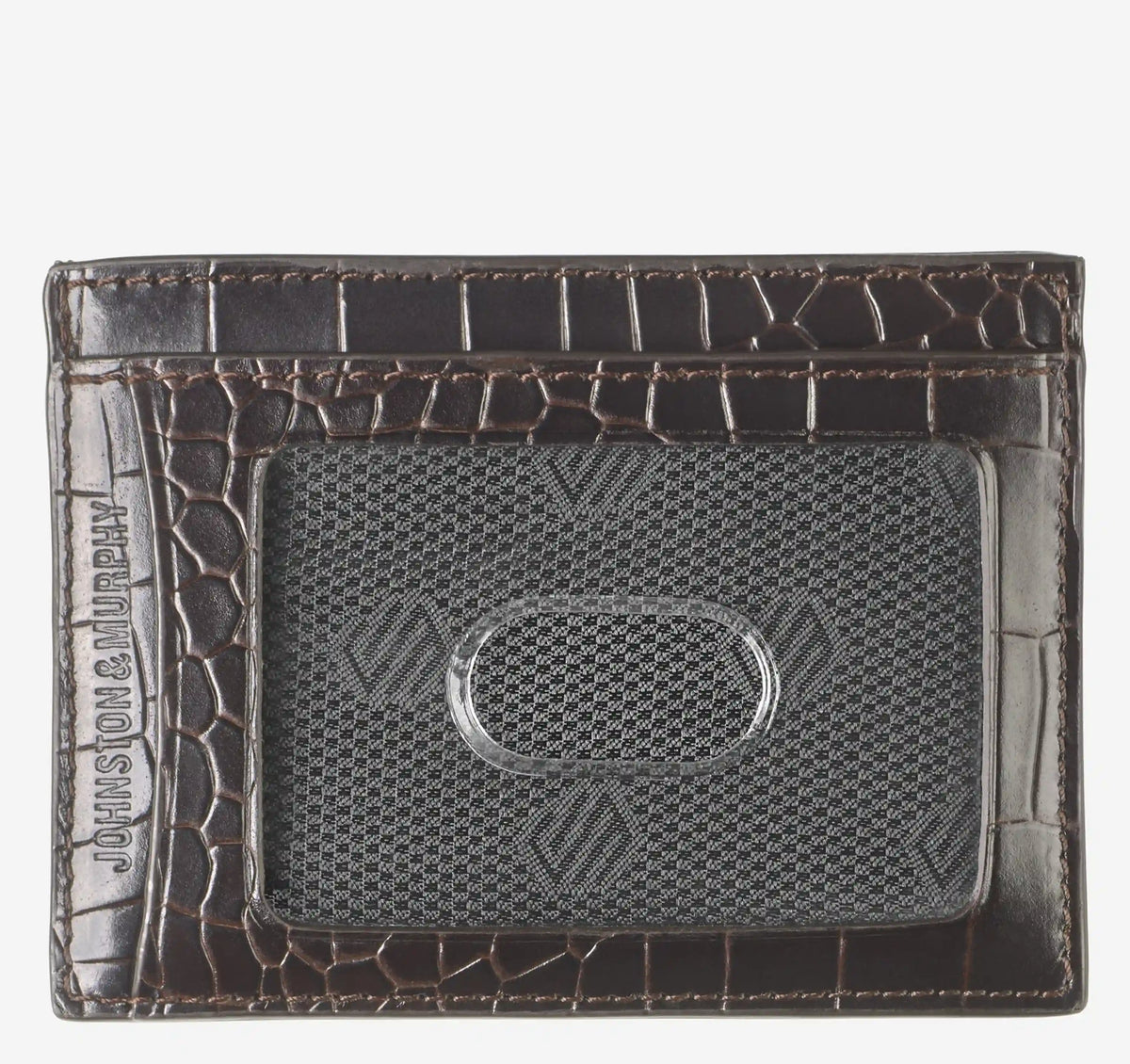 Croc-Embossed Weekender Card Wallet - Mahogany