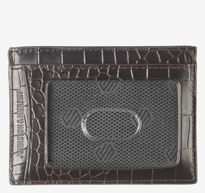 Croc-Embossed Weekender Card Wallet - Mahogany