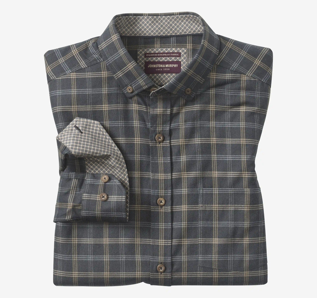 Huntley Mélange Shirt - Charcoal/Tan Triple Grid Check