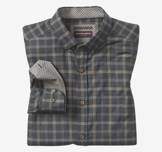 Huntley Mélange Shirt - Charcoal/Tan Triple Grid Check
