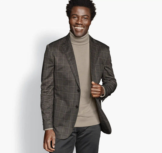 XC Flex® Pinnacle Knit Blazer - Brown Plaid
