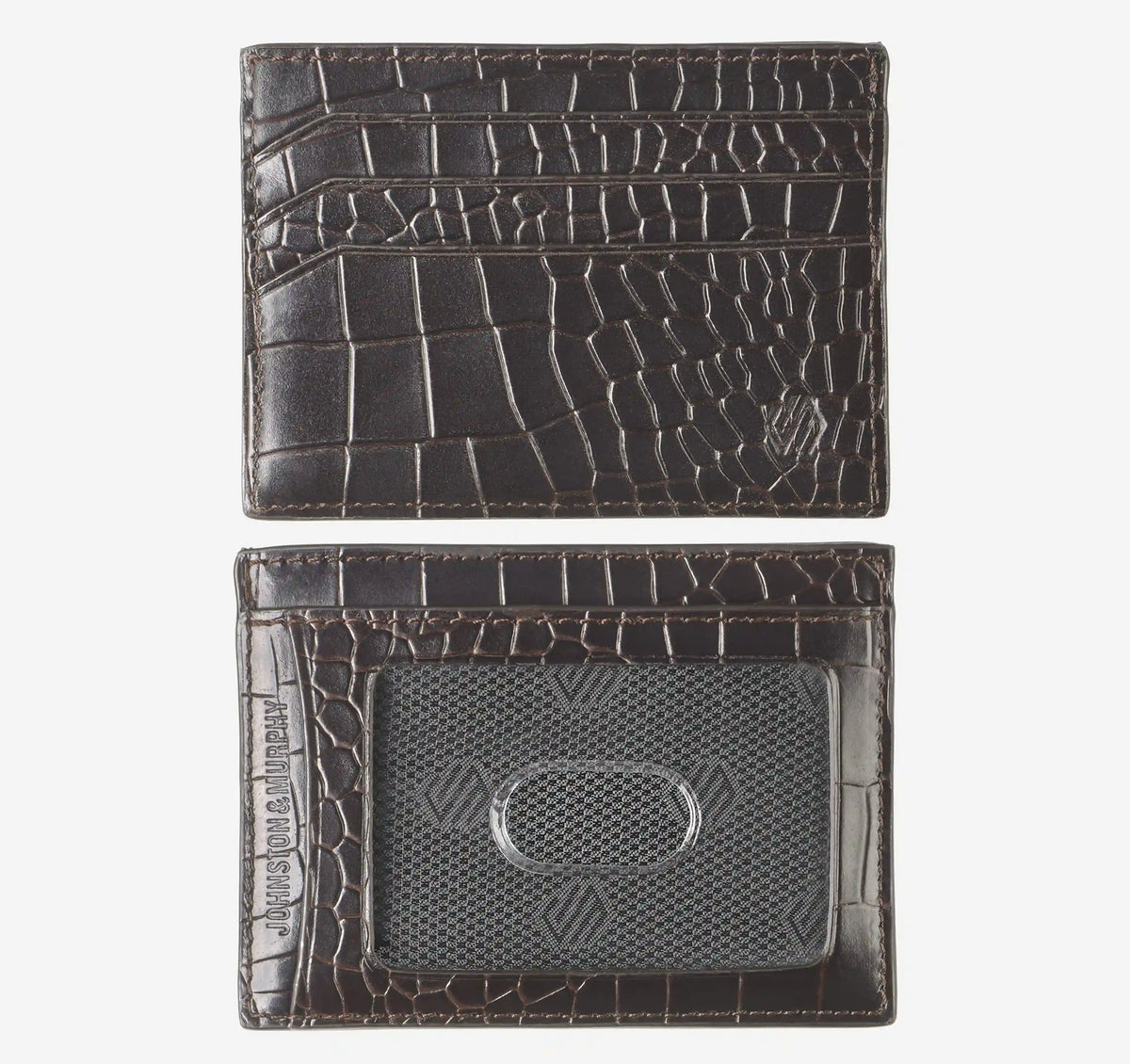 Croc-Embossed Weekender Card Wallet - Mahogany