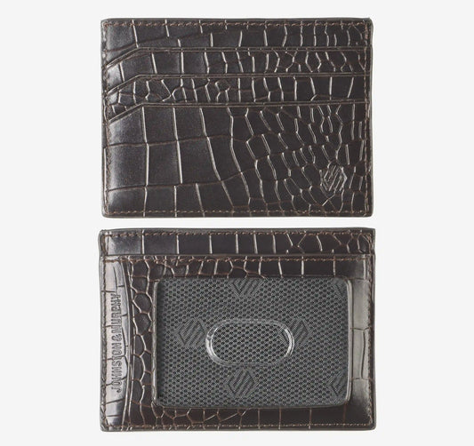 Croc-Embossed Weekender Card Wallet - Mahogany