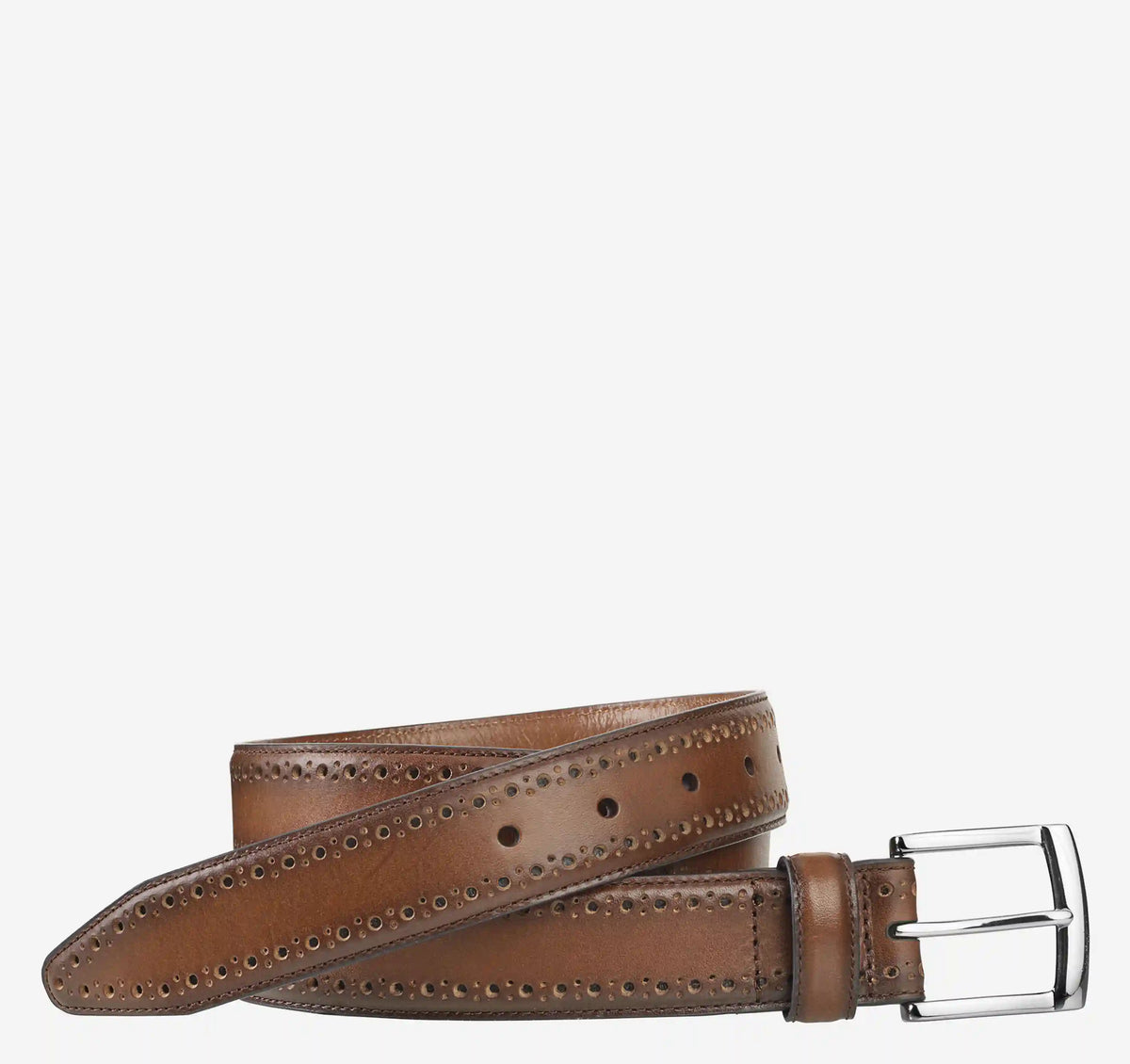 Perfed-Edge Leather Belt - Tan