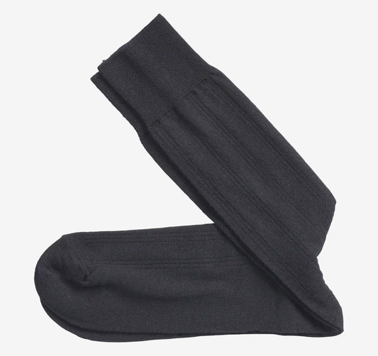 Wool Ribbed Socks - Navy