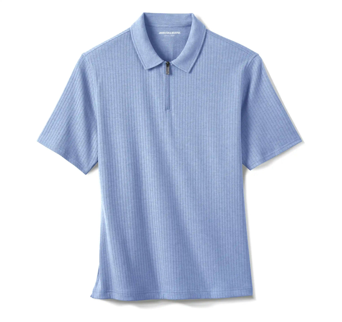 Finn Ribbed Zip Polo - Blue