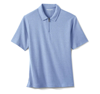 Finn Ribbed Zip Polo - Blue