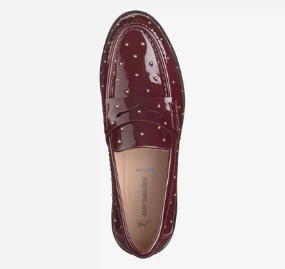 Gillian Studded Penny Loafer - Merlot Patent Leather