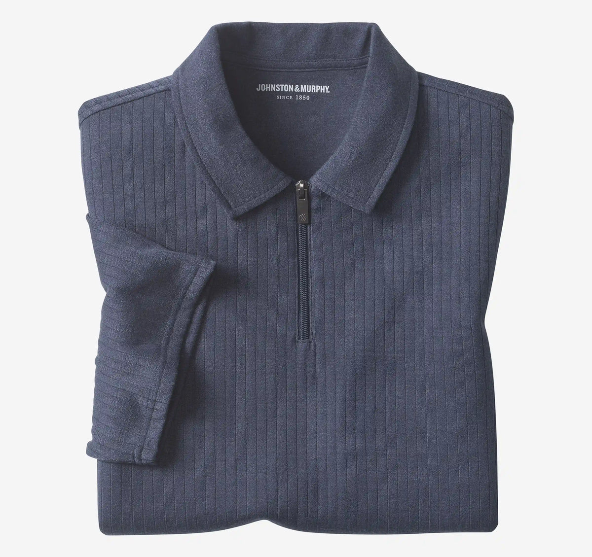 Finn Ribbed Zip Polo - Navy