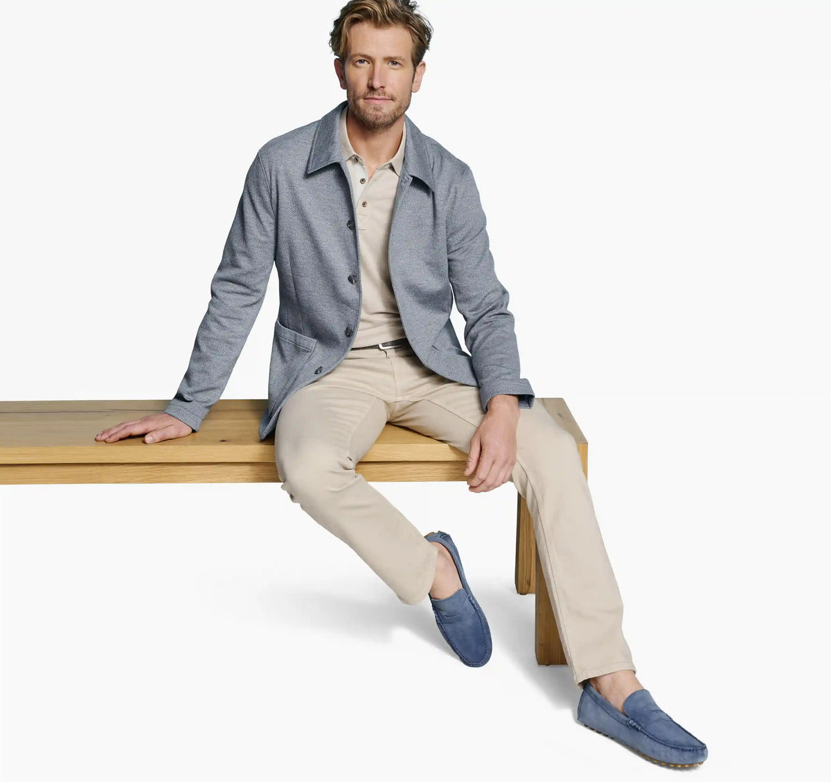 XC Flex® Knit Full-Button Blazer - Blue