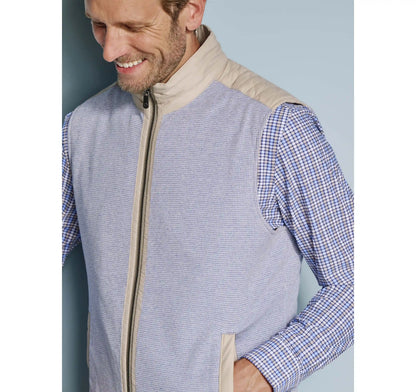 Kenner Reversible Vest - Taupe/Light Blue Micro Houndstooth