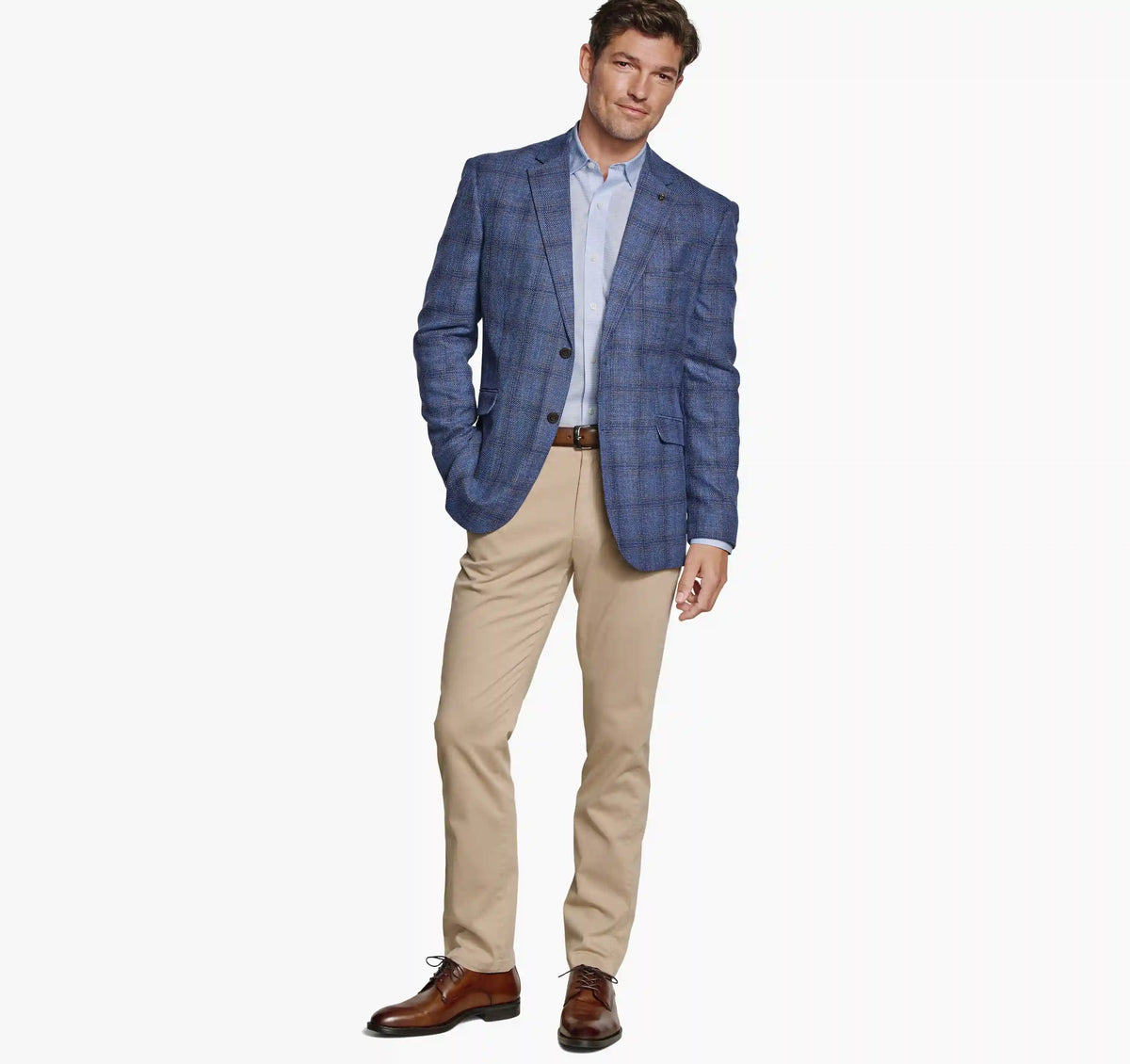 Townsend Dress Wool Blazer - Navy Textured Plaid