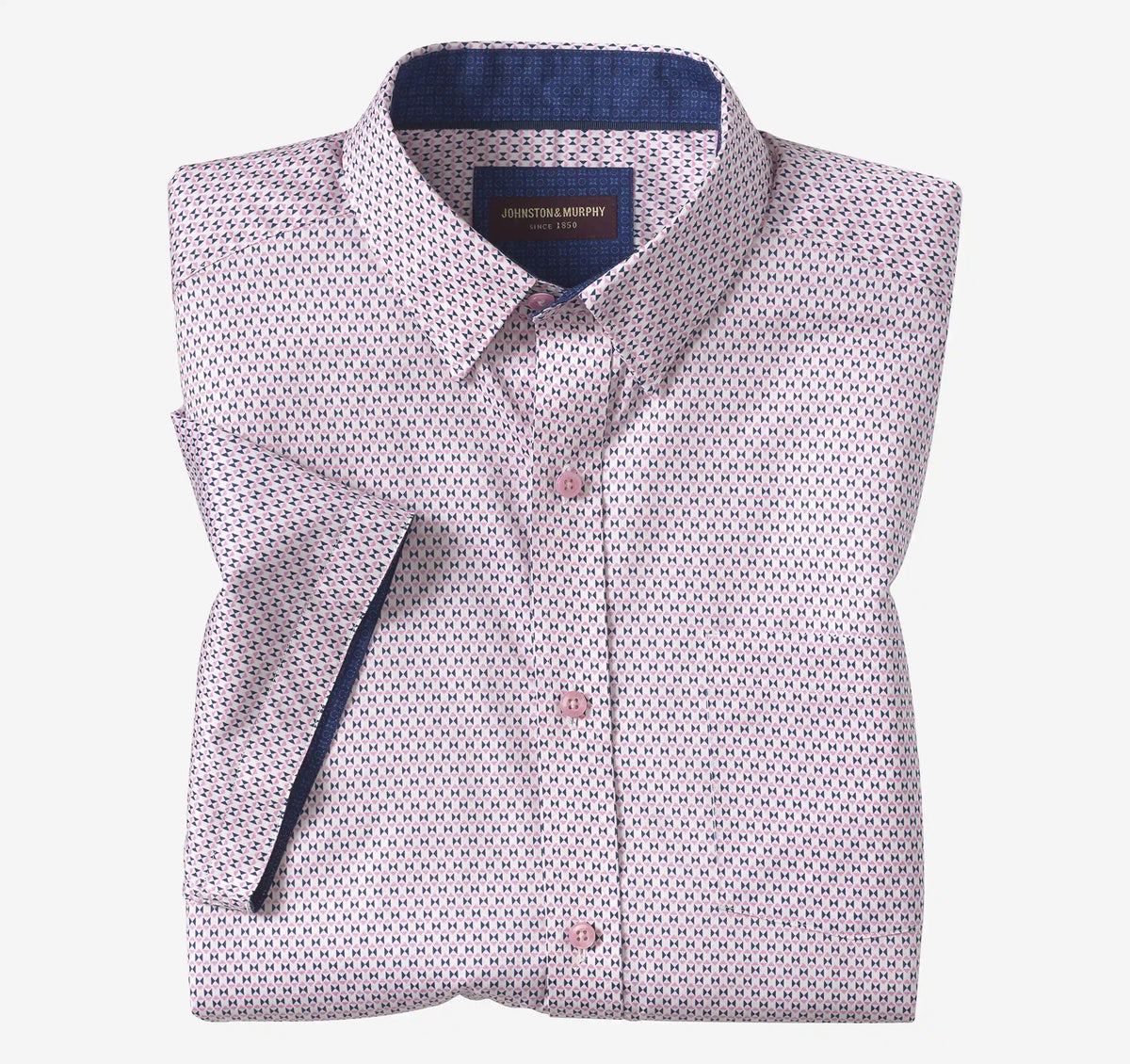 Logan Printed Short-Sleeve Shirt - Pink/Navy Bowtie