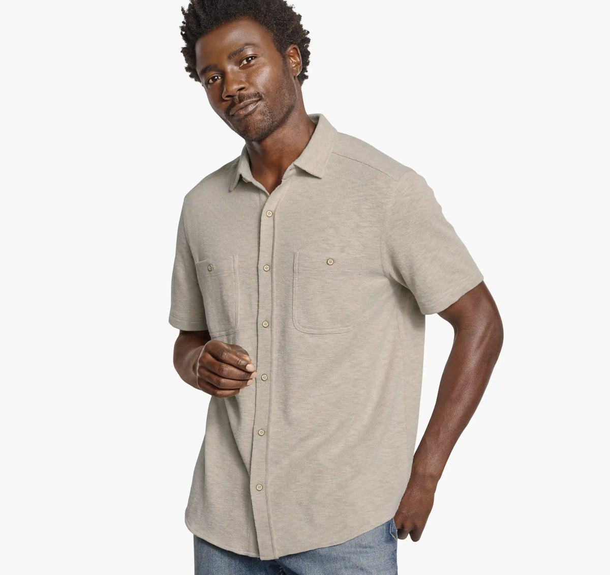 Riley Short-Sleeve Knit Shirt - Sand