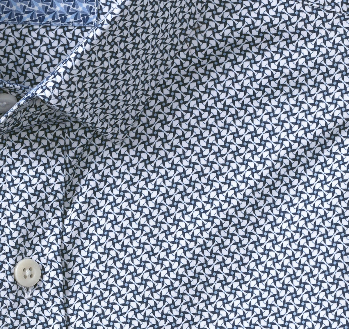 Logan Printed Long-Sleeve Shirt - White/Navy Fan