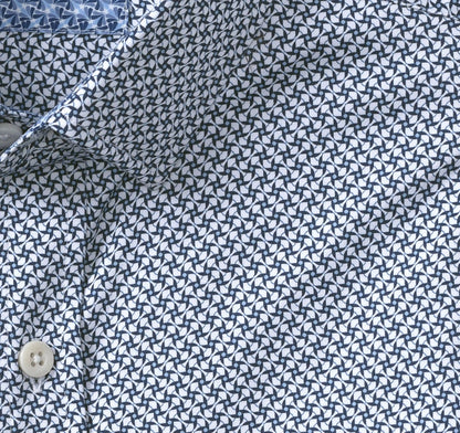 Logan Printed Long-Sleeve Shirt - White/Navy Fan
