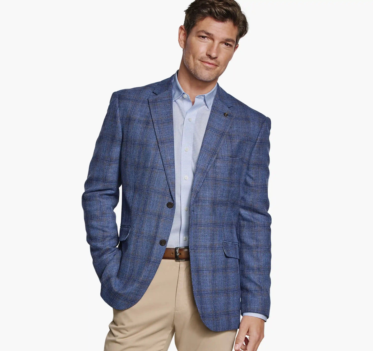 Townsend Dress Wool Blazer - Navy Textured Plaid