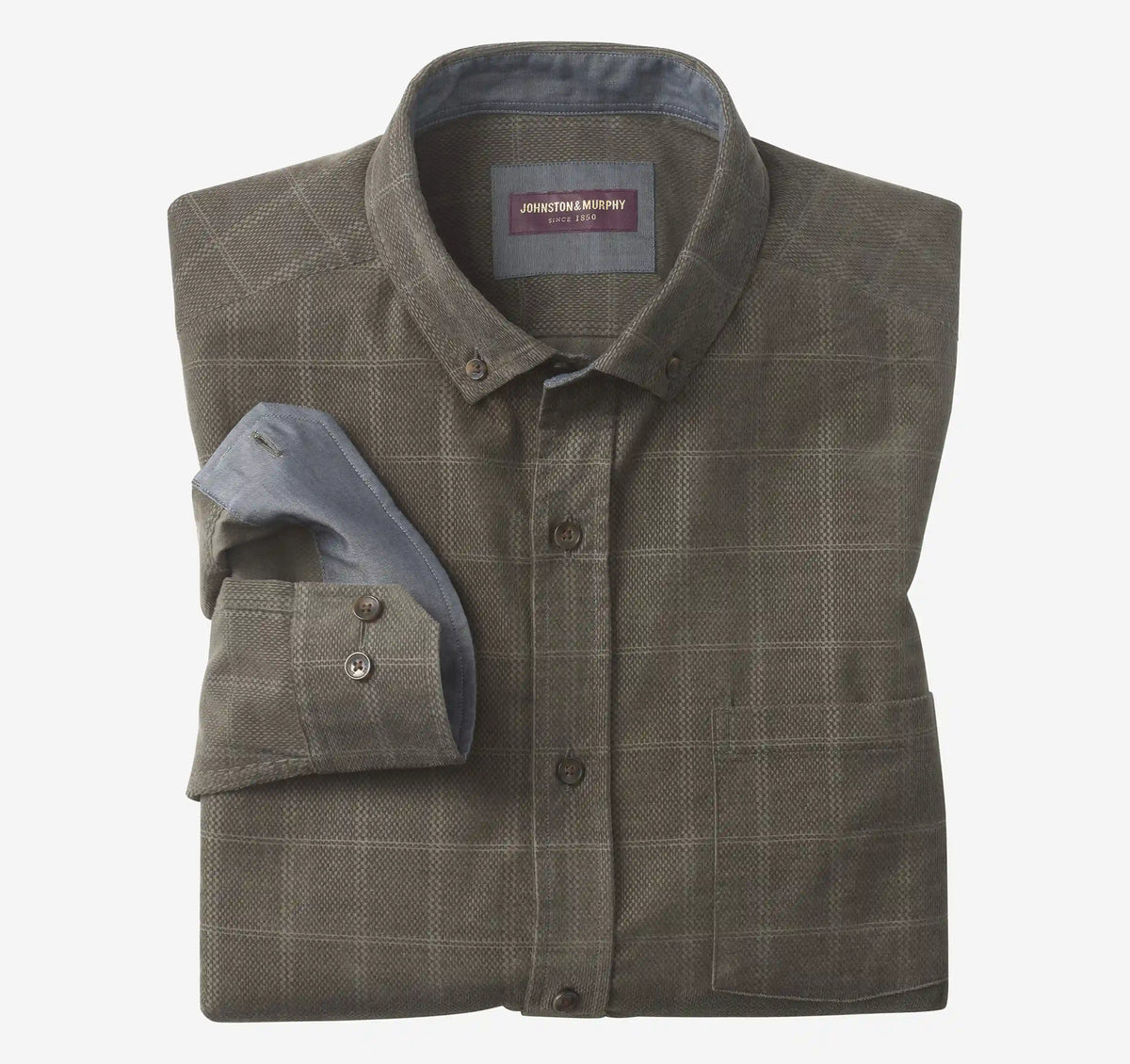 Sherwood Corduroy Shirt - Olive Plaid