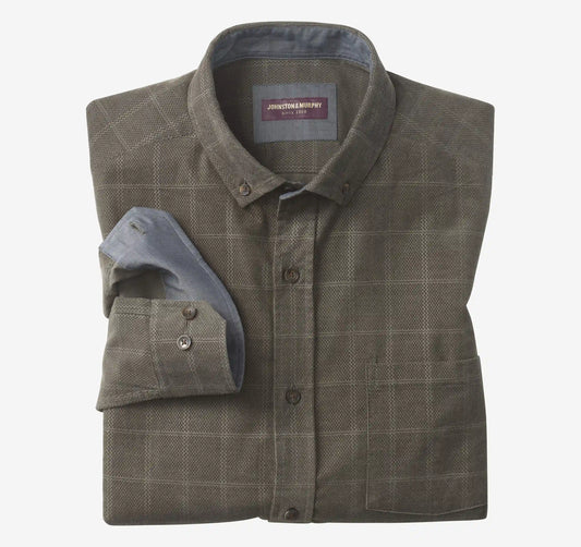 Sherwood Corduroy Shirt - Olive Plaid