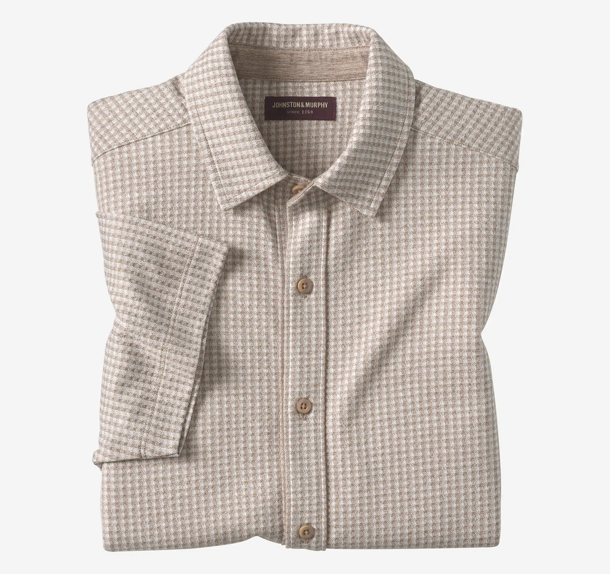 Bennett Short-Sleeve Shirt - Tan Gingham