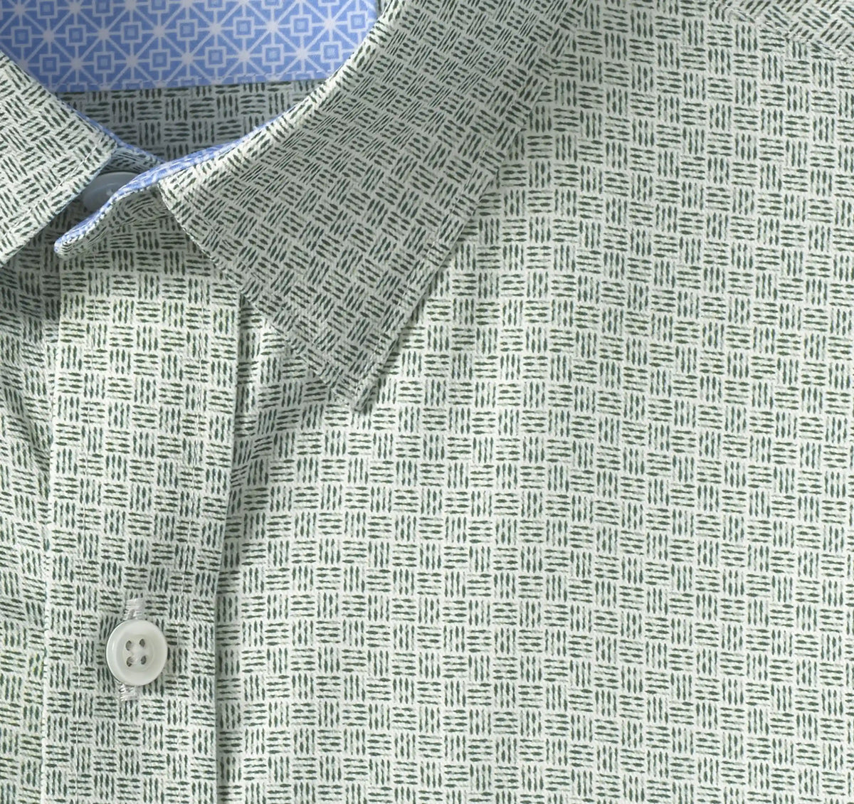 Logan Printed Short-Sleeve Shirt - Green Hashed Squares