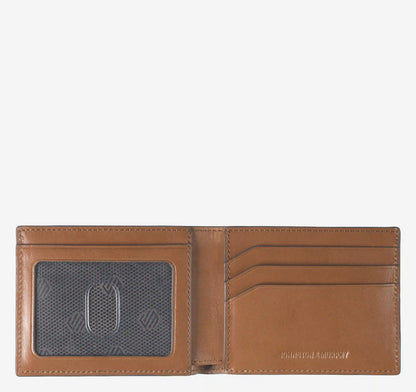Hudson Diagonal-Etched Billfold Wallet - Tan Multi Full-Grain Leather