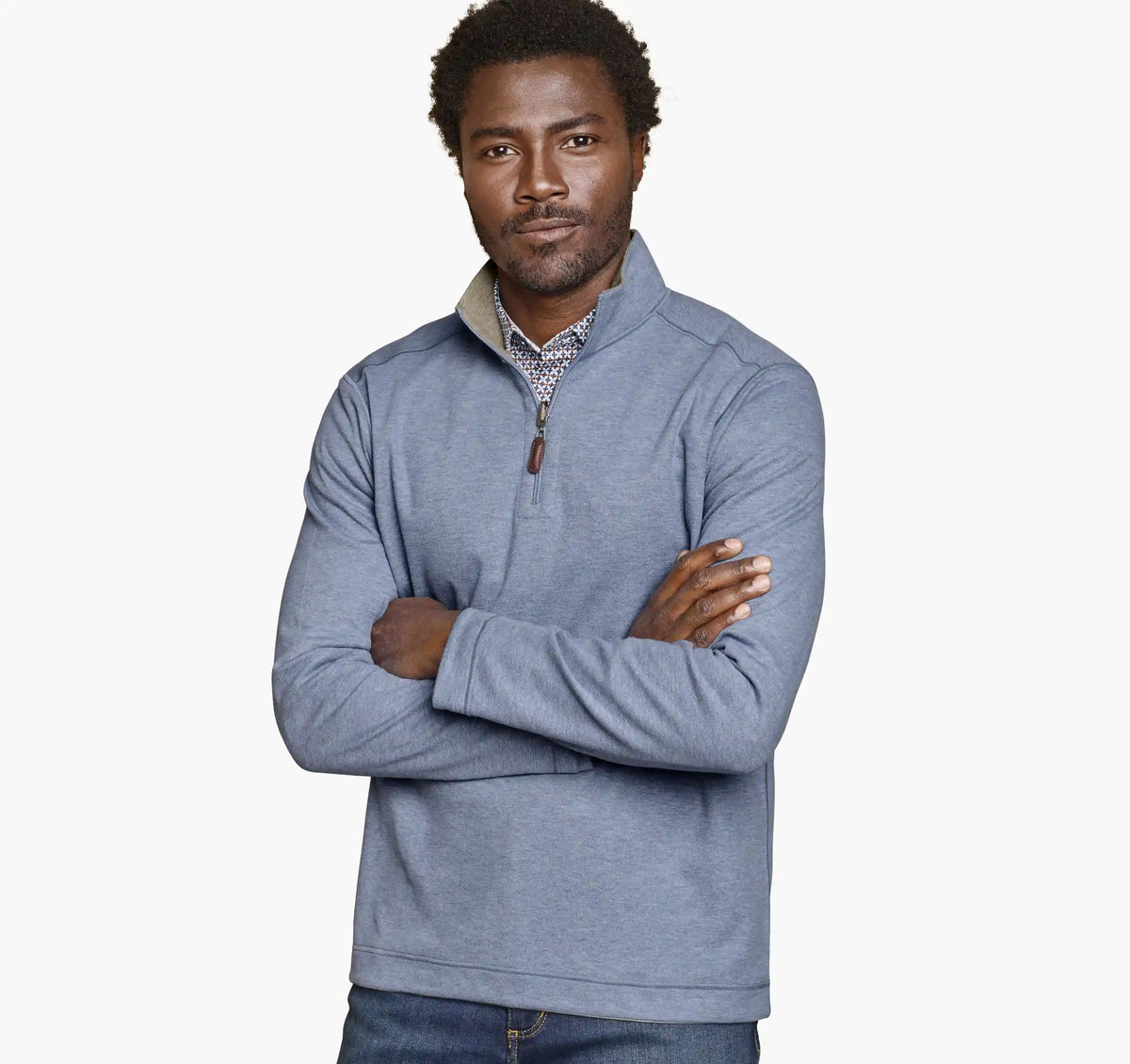 Icon Reversible Quarter-Zip - Light Blue/Taupe
