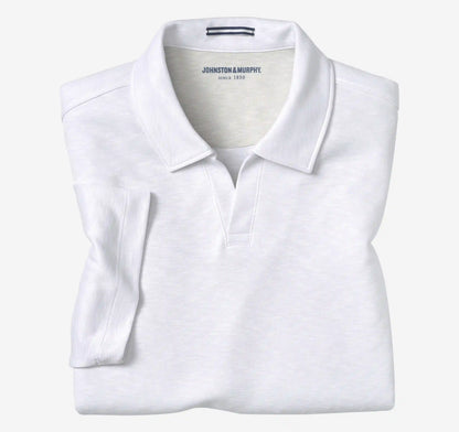 Vintage Slub V-Neck Polo - White