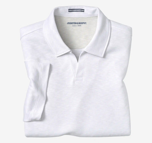 Vintage Slub V-Neck Polo - White