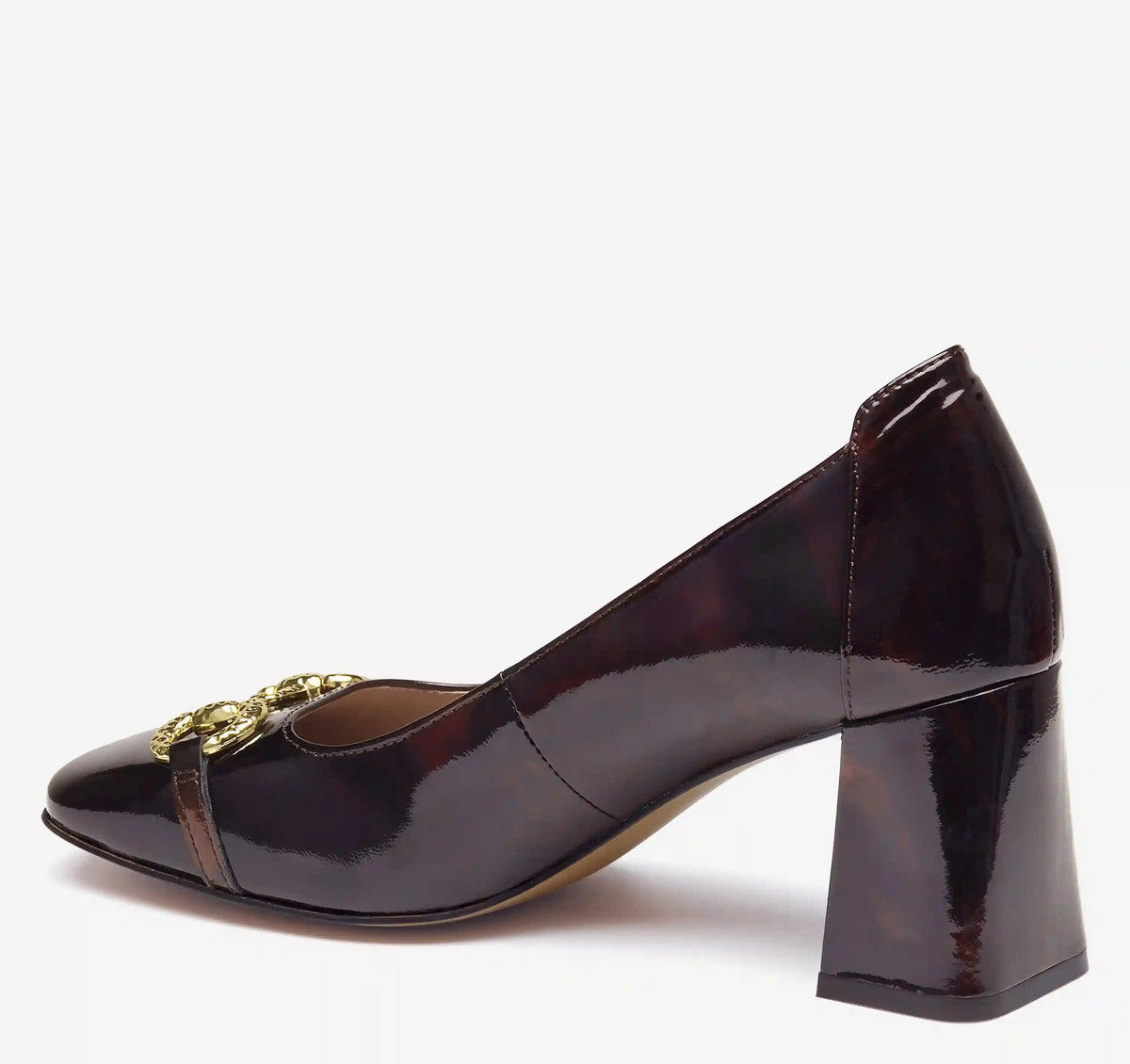 Whitney Bit Pump - Dark Brown Brushed Italian Patent Leather