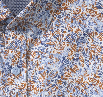 Logan Printed Long-Sleeve Shirt - Orange/Navy Paisley