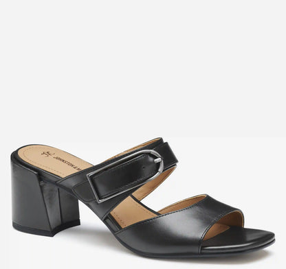 Everly Buckle Slide - Black Calfskin