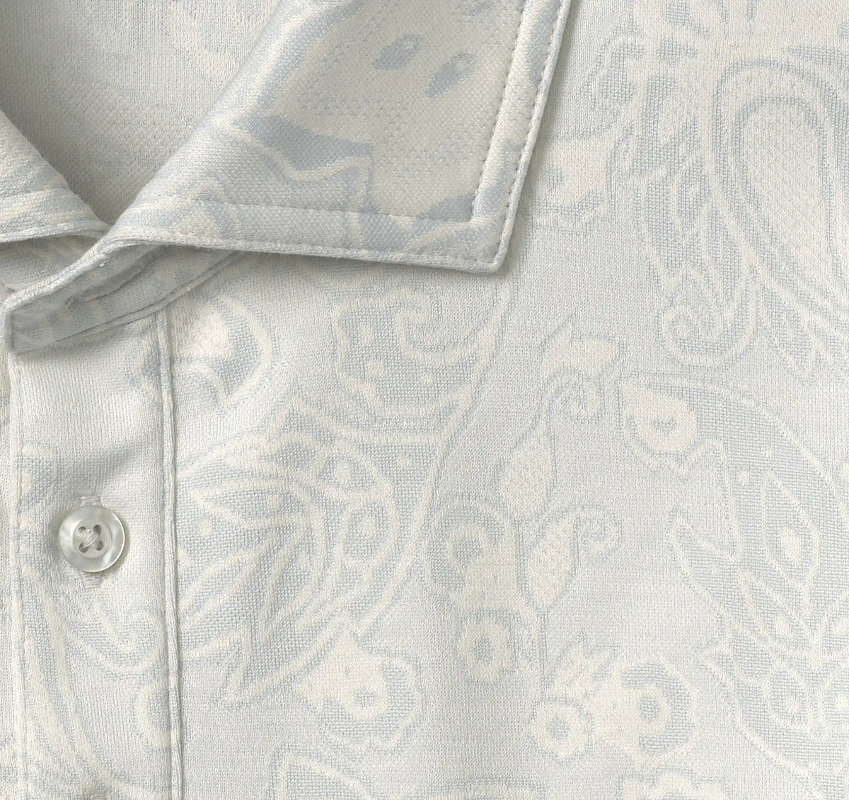 Evans Jacquard Polo - Light Gray Paisley