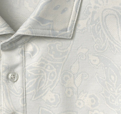 Evans Jacquard Polo - Light Gray Paisley