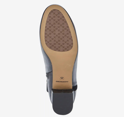 Sienna Belted Bootie - Black Nappa Leather/Italian Croc-Embossed Sheepskin