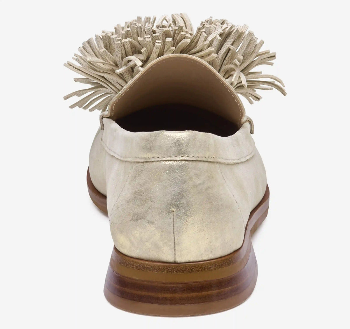 Gillian Pom-Pom Loafer - Gold Metallic Kid Suede