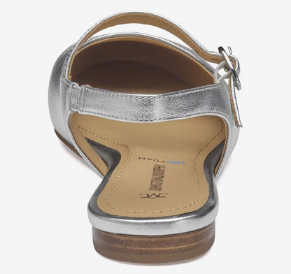 Claire Mary Jane Slingback - Silver/Gold Metallic Sheepskin