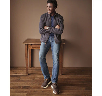 Marled Sweater Full-Zip - Navy/Brown