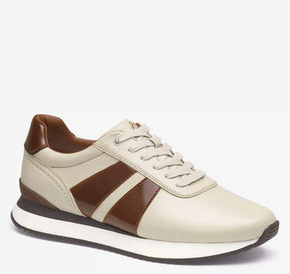Morgan U-Throat Jogger - Beige Nappa Leather/Tan Brush-Off Patent Leather