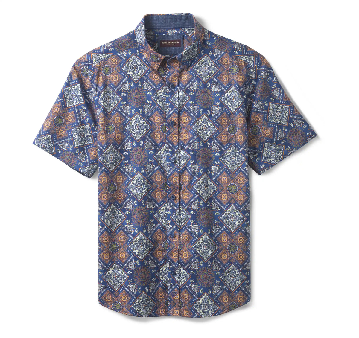 Logan Printed Short-Sleeve Shirt - Navy/Red Bandana