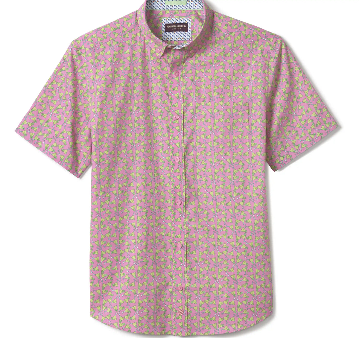 Printed Cotton Short-Sleeve Shirt - Pink Margarita