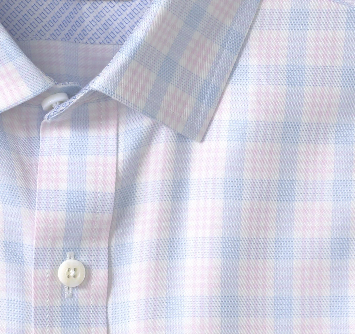 Ovation Non-Iron Dress Shirt - Pink/Blue Triple Check
